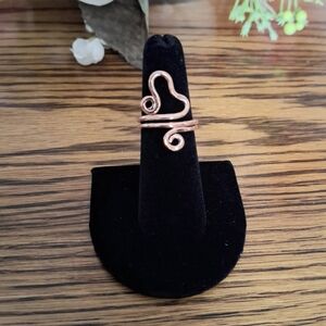 Ring Heart-Shaped Copper Wire Wrapped Handmade Size 6